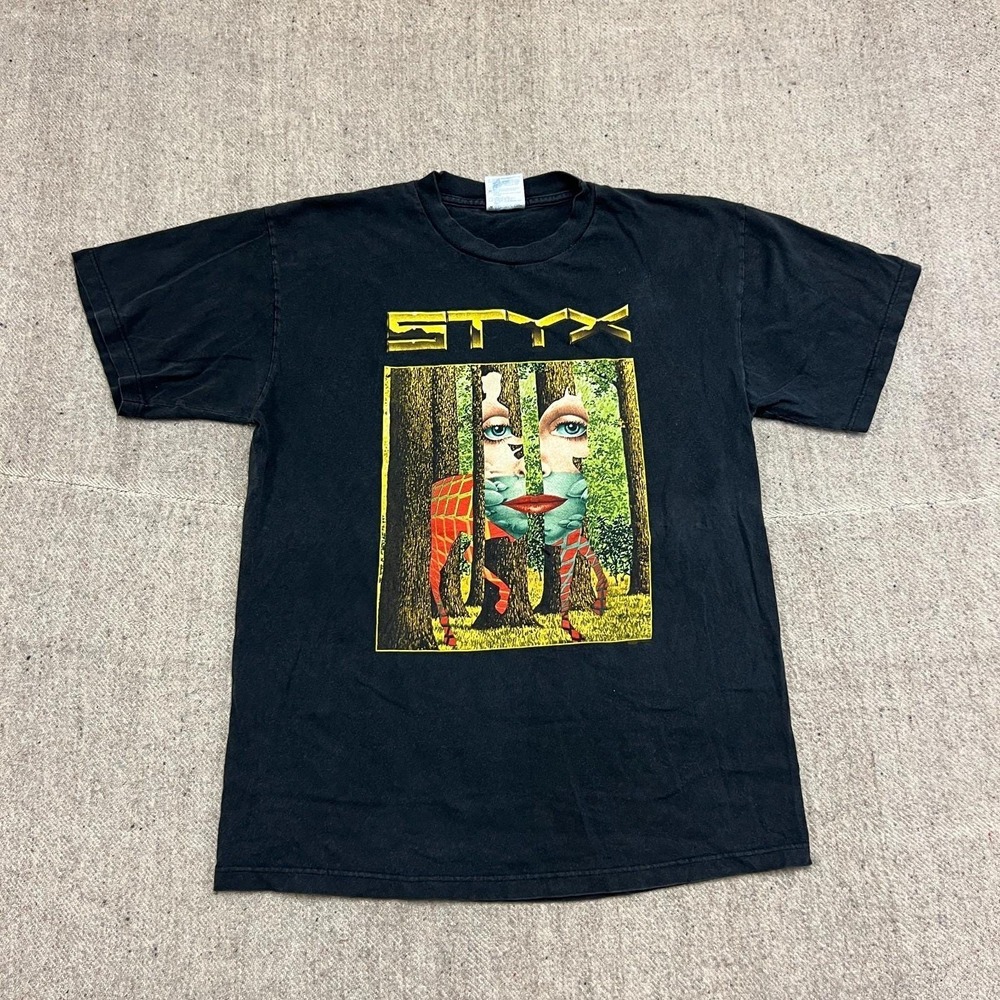 Vintage Styx Shirt Mens‎ Large Black 1997 Grand Illusions Tour